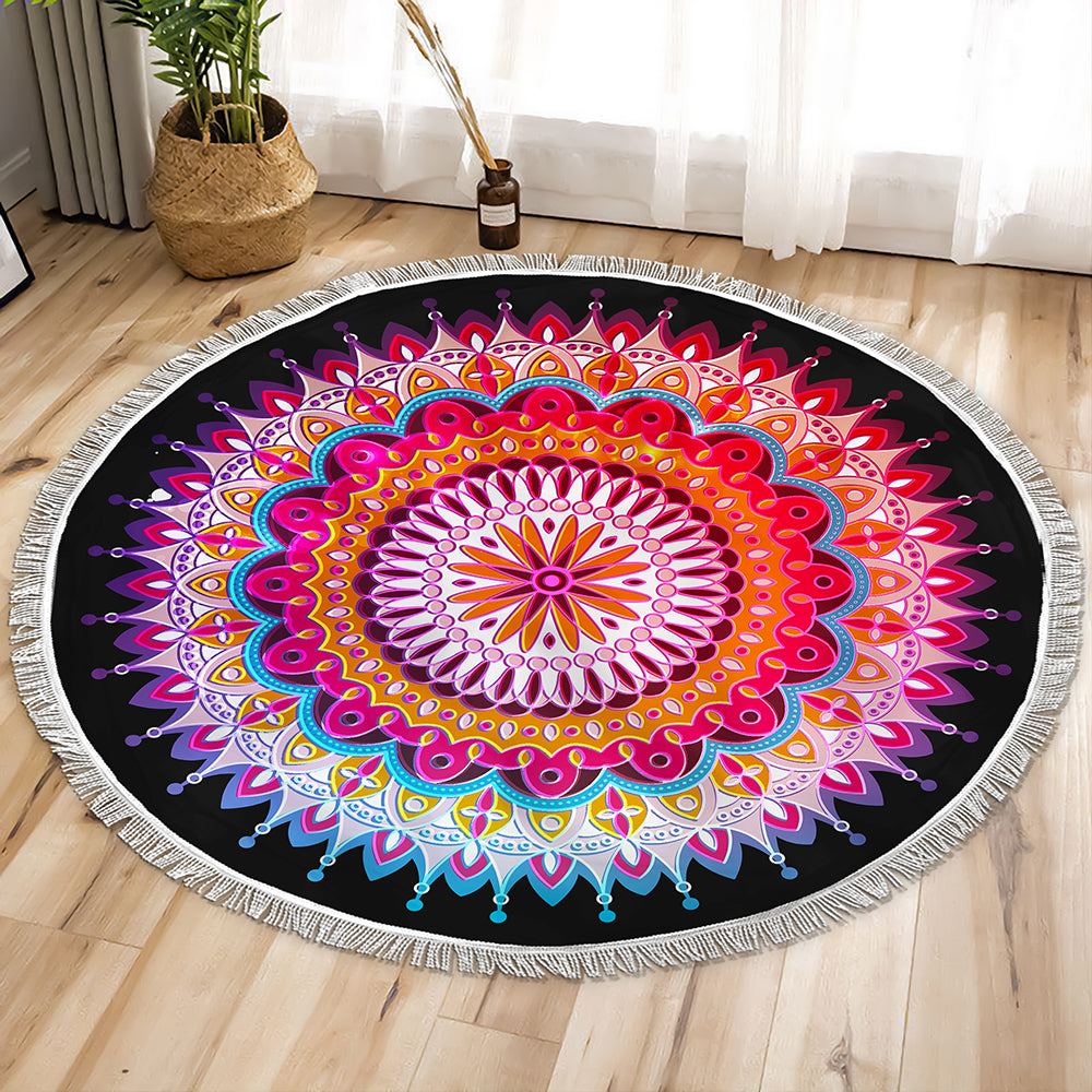 Red Flower Circle Tapestry