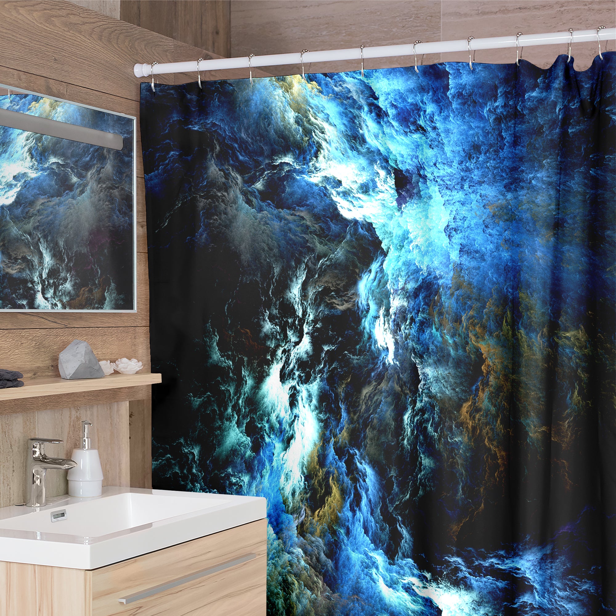 Blue Nebula Shower Curtain