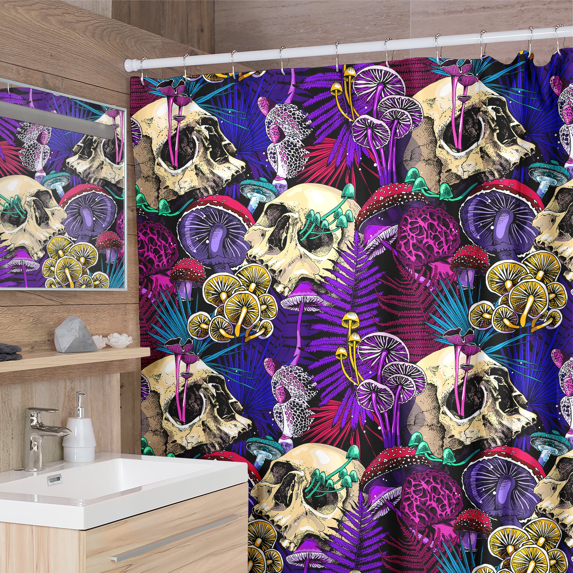 Psychedelic Skulls Shower Curtain