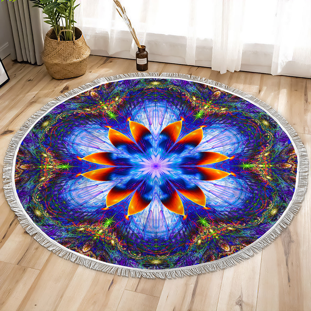 Fire Flower Circle Tapestry